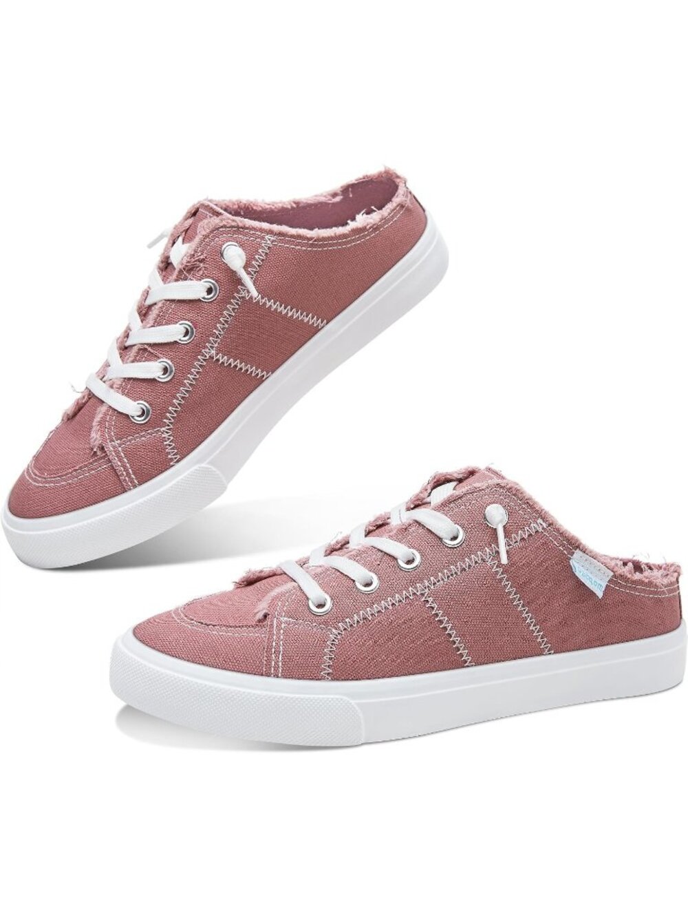 🆕Women's Taupe Canvas Mules Memory Foam Clipper Sneakers Comfortable